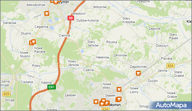 mapa Helenów gmina Wołomin, Helenów gmina Wołomin na mapie Targeo
