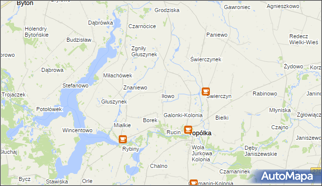 mapa Iłowo gmina Topólka, Iłowo gmina Topólka na mapie Targeo