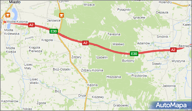 mapa Izabelin gmina Krzymów, Izabelin gmina Krzymów na mapie Targeo