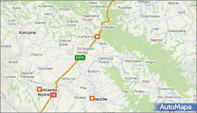 mapa Jabłonica Polska, Jabłonica Polska na mapie Targeo