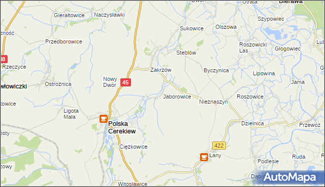 mapa Jaborowice, Jaborowice na mapie Targeo