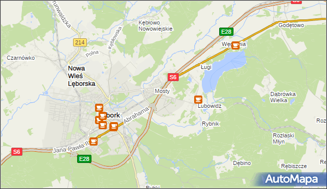 mapa Jamy gmina Nowa Wieś Lęborska, Jamy gmina Nowa Wieś Lęborska na mapie Targeo