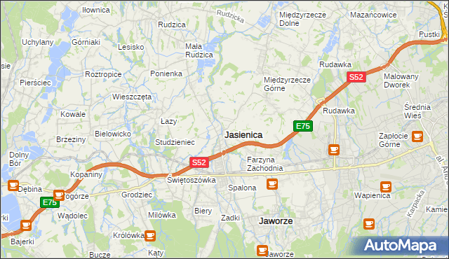 mapa Jasienica powiat bielski, Jasienica powiat bielski na mapie Targeo