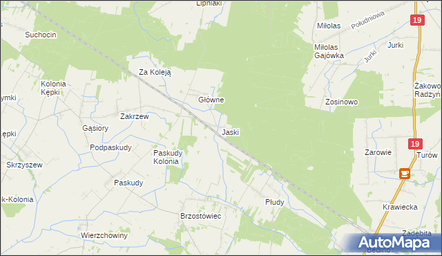 mapa Jaski gmina Radzyń Podlaski, Jaski gmina Radzyń Podlaski na mapie Targeo