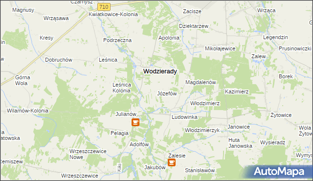 mapa Józefów gmina Wodzierady, Józefów gmina Wodzierady na mapie Targeo