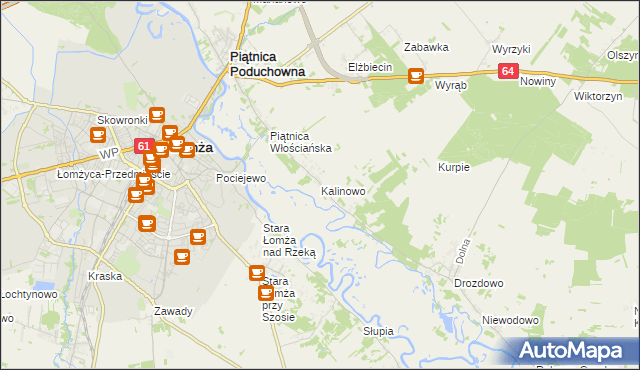 mapa Kalinowo gmina Piątnica, Kalinowo gmina Piątnica na mapie Targeo