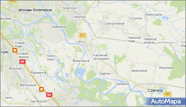 mapa Kamieniec Wrocławski, Kamieniec Wrocławski na mapie Targeo