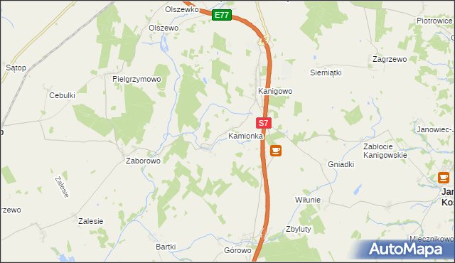 mapa Kamionka gmina Nidzica, Kamionka gmina Nidzica na mapie Targeo