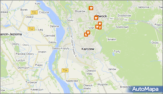 mapa Karczew powiat otwocki, Karczew powiat otwocki na mapie Targeo