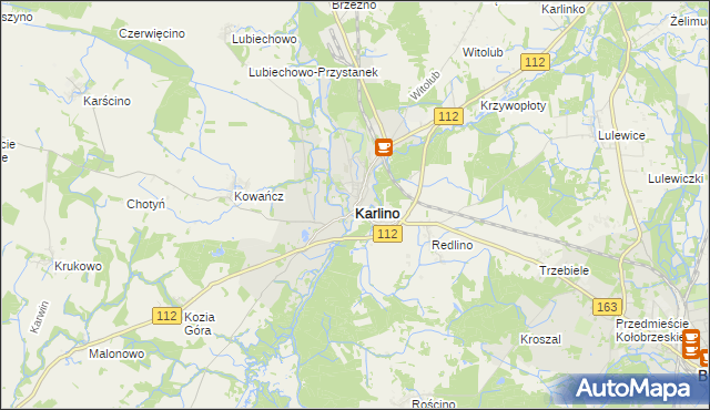 mapa Karlino, Karlino na mapie Targeo