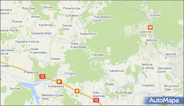 mapa Karolew gmina Aleksandrów Łódzki, Karolew gmina Aleksandrów Łódzki na mapie Targeo