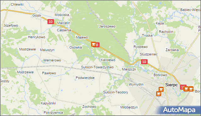 mapa Karolewo gmina Sierpc, Karolewo gmina Sierpc na mapie Targeo