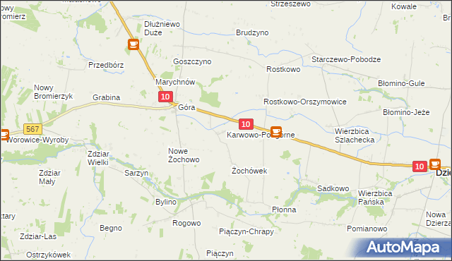 mapa Karwowo-Podgórne, Karwowo-Podgórne na mapie Targeo