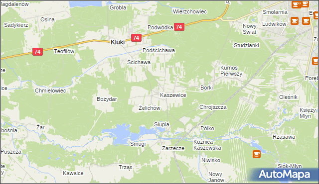 mapa Kaszewice, Kaszewice na mapie Targeo