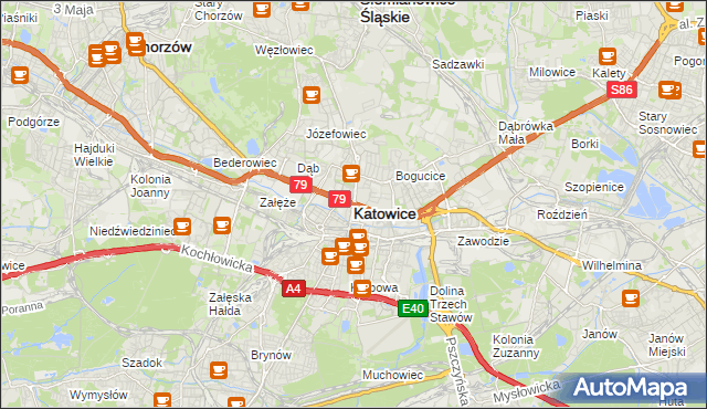 mapa Katowic, Katowice na mapie Targeo