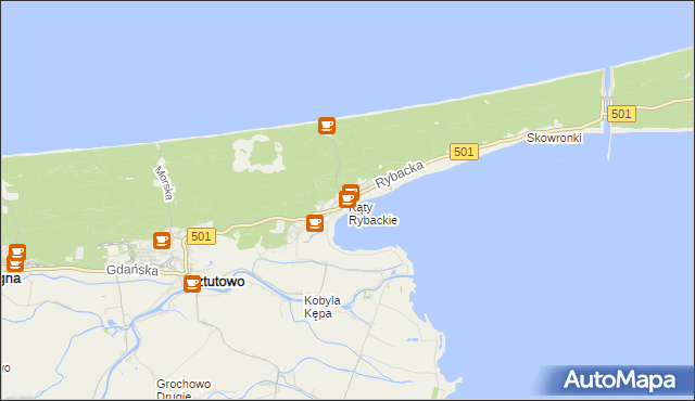 mapa Kąty Rybackie, Kąty Rybackie na mapie Targeo