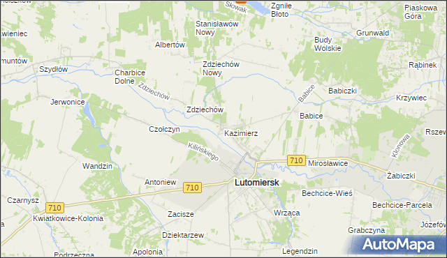 mapa Kazimierz gmina Lutomiersk, Kazimierz gmina Lutomiersk na mapie Targeo