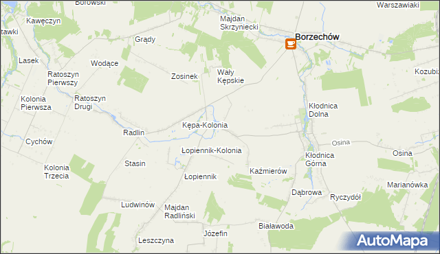 mapa Kępa gmina Borzechów, Kępa gmina Borzechów na mapie Targeo