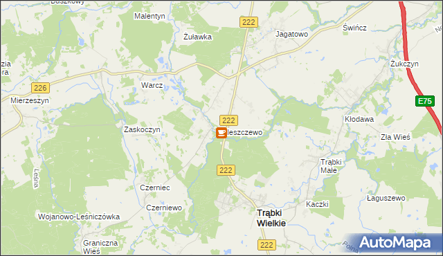 mapa Kleszczewo gmina Trąbki Wielkie, Kleszczewo gmina Trąbki Wielkie na mapie Targeo