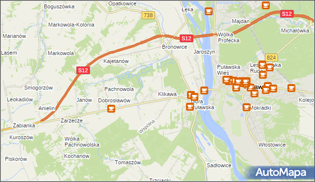 mapa Klikawa, Klikawa na mapie Targeo