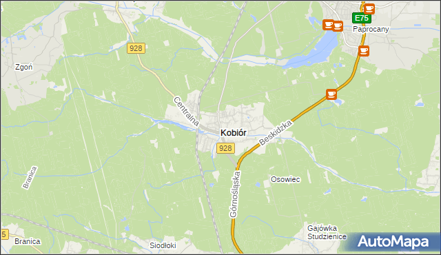 mapa Kobiór, Kobiór na mapie Targeo