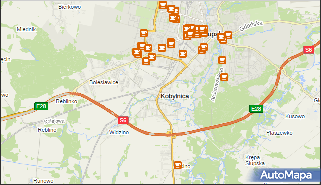 mapa Kobylnica powiat słupski, Kobylnica powiat słupski na mapie Targeo