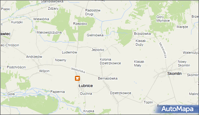 mapa Kolonia Dzietrzkowice, Kolonia Dzietrzkowice na mapie Targeo