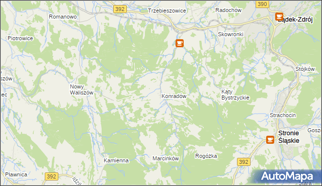 mapa Konradów gmina Lądek-Zdrój, Konradów gmina Lądek-Zdrój na mapie Targeo