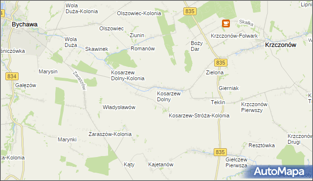 mapa Kosarzew Dolny, Kosarzew Dolny na mapie Targeo