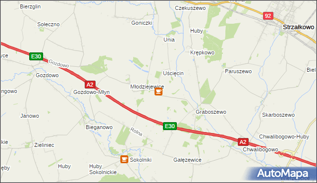 mapa Kościanki gmina Strzałkowo, Kościanki gmina Strzałkowo na mapie Targeo