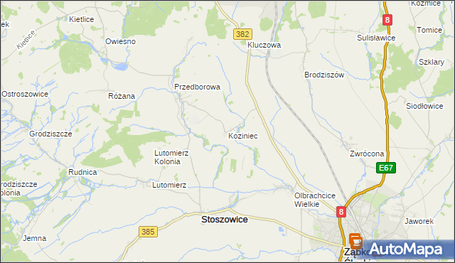 mapa Koziniec gmina Ząbkowice Śląskie, Koziniec gmina Ząbkowice Śląskie na mapie Targeo