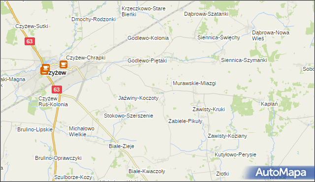 mapa Kraszewo Czarne, Kraszewo Czarne na mapie Targeo