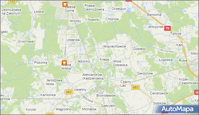 mapa Krępa gmina Prażmów, Krępa gmina Prażmów na mapie Targeo