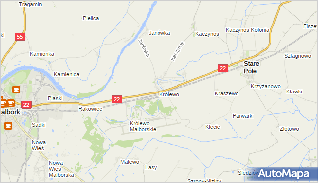 mapa Królewo gmina Stare Pole, Królewo gmina Stare Pole na mapie Targeo