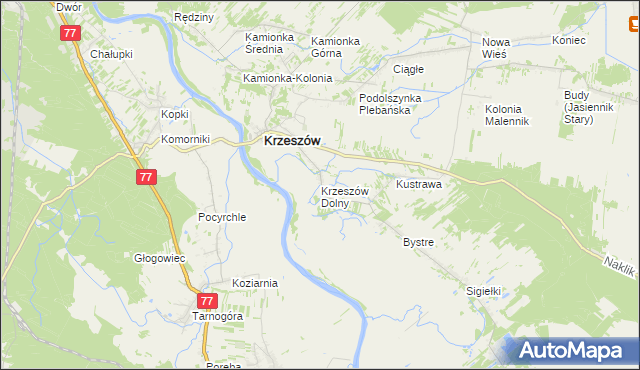 mapa Krzeszów Dolny, Krzeszów Dolny na mapie Targeo