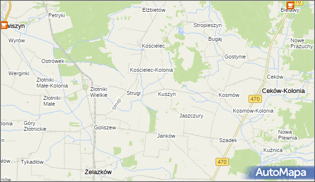 mapa Kuszyn, Kuszyn na mapie Targeo