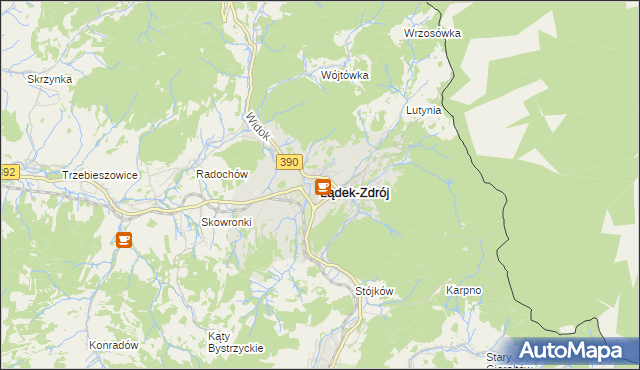 mapa Lądek-Zdrój, Lądek-Zdrój na mapie Targeo