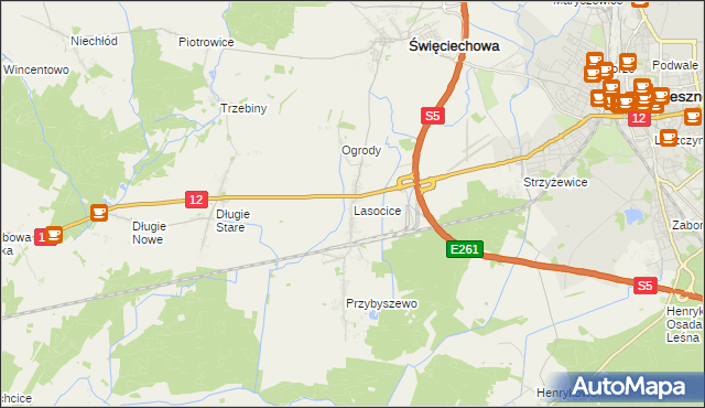 mapa Lasocice gmina Święciechowa, Lasocice gmina Święciechowa na mapie Targeo