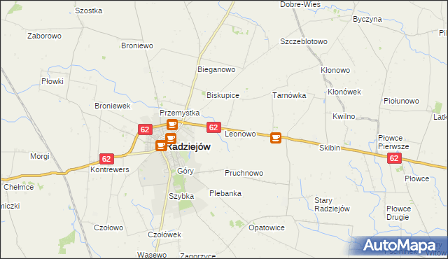 mapa Leonowo gmina Radziejów, Leonowo gmina Radziejów na mapie Targeo