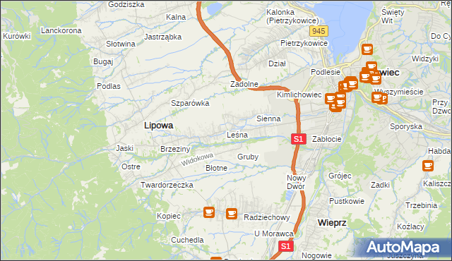 mapa Leśna gmina Lipowa, Leśna gmina Lipowa na mapie Targeo