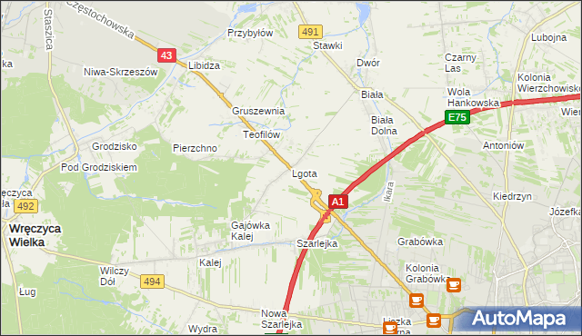 mapa Lgota gmina Kłobuck, Lgota gmina Kłobuck na mapie Targeo