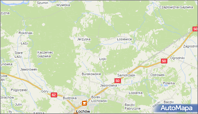 mapa Łojki gmina Łochów, Łojki gmina Łochów na mapie Targeo