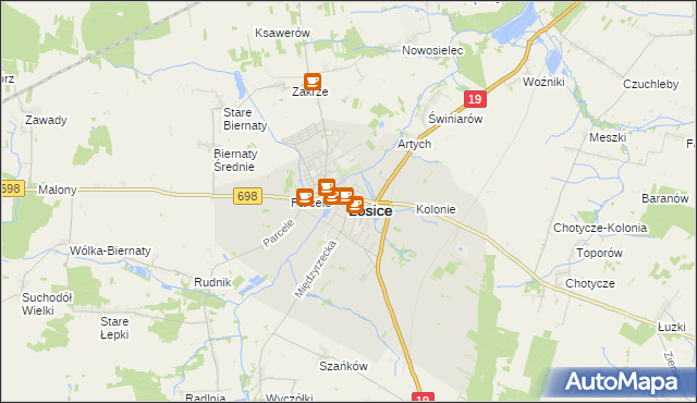 mapa Łosice, Łosice na mapie Targeo