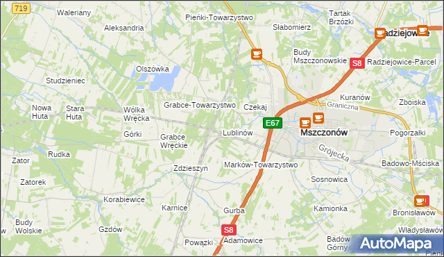 mapa Lublinów, Lublinów na mapie Targeo