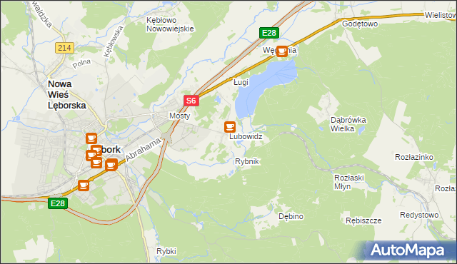 mapa Lubowidz gmina Nowa Wieś Lęborska, Lubowidz gmina Nowa Wieś Lęborska na mapie Targeo