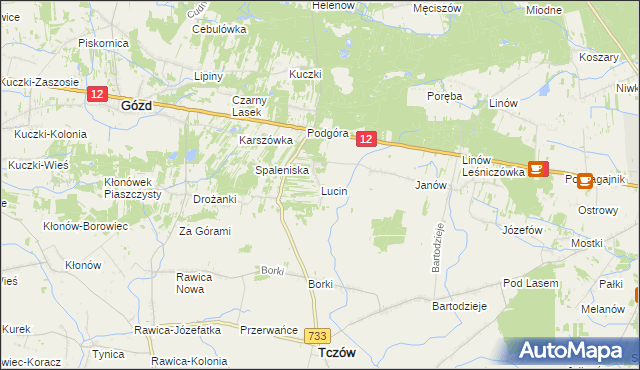 mapa Lucin gmina Tczów, Lucin gmina Tczów na mapie Targeo