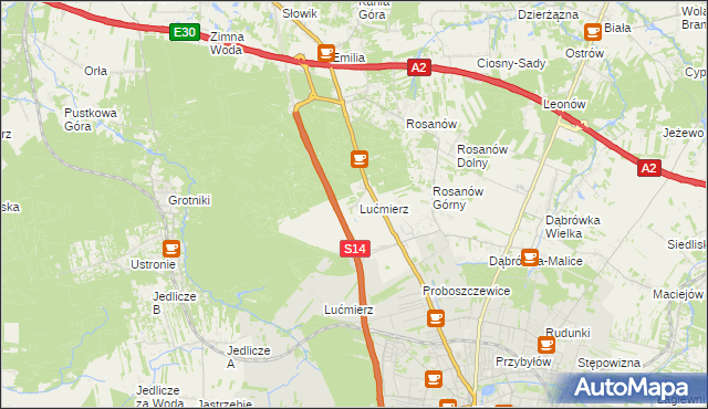 mapa Lućmierz-Ośrodek, Lućmierz-Ośrodek na mapie Targeo