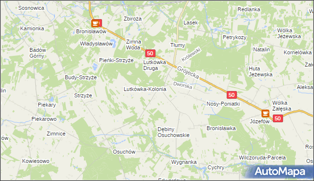 mapa Lutkówka gmina Mszczonów, Lutkówka gmina Mszczonów na mapie Targeo