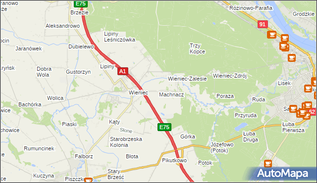 mapa Machnacz gmina Brześć Kujawski, Machnacz gmina Brześć Kujawski na mapie Targeo