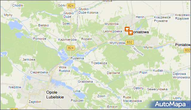 mapa Majdan Trzebieski, Majdan Trzebieski na mapie Targeo